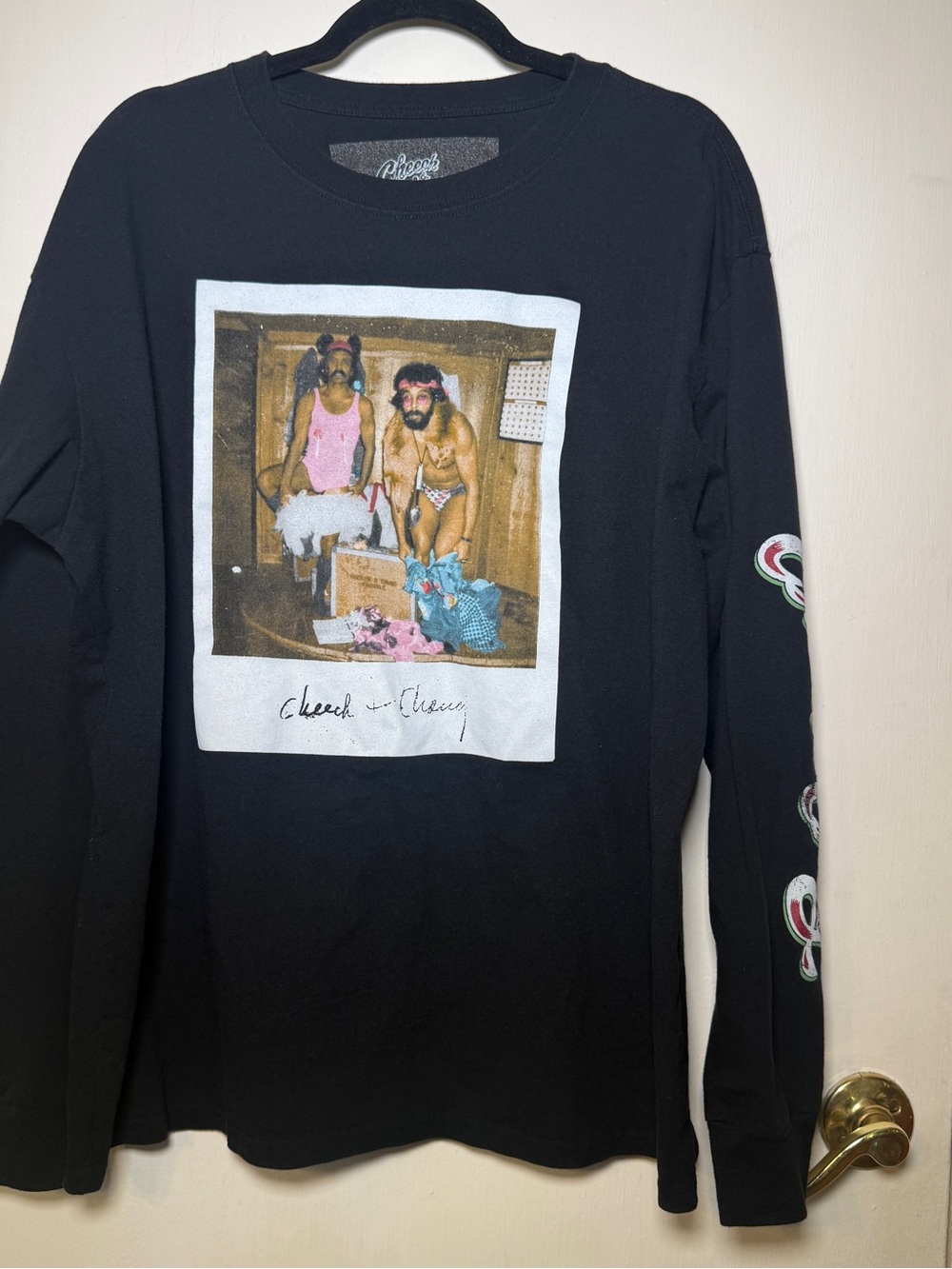 Cheech & Chong Black Graphic Long Sleeve Tee with Photo Print XL